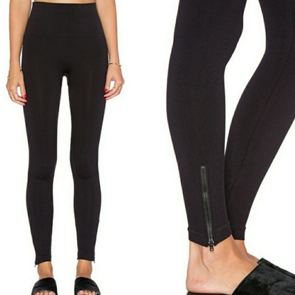 Spanx Zip Ankle Black Seamless Leggings 